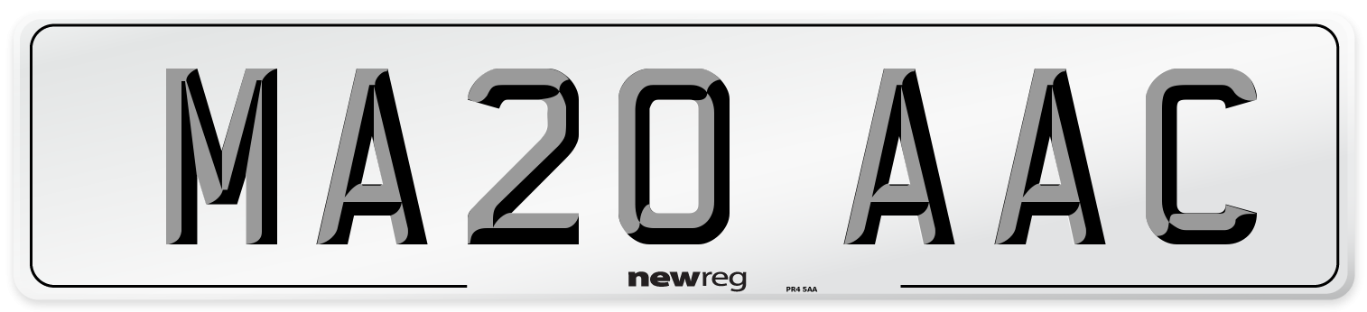 MA20 AAC Number Plate from New Reg